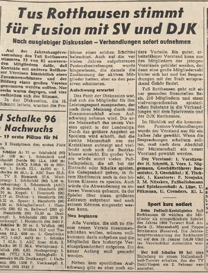 WAZ 13.01.1969 Große Fusion in Rotthausen